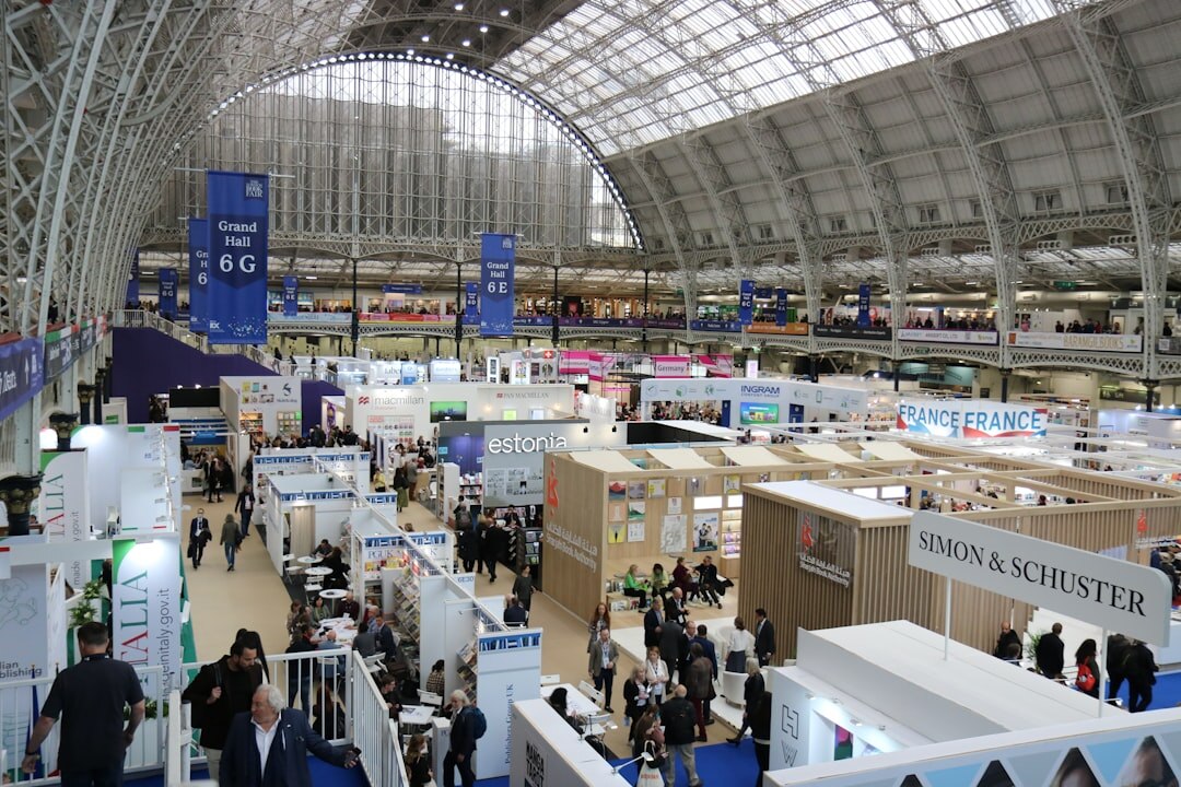Exhibition booths at a business trade fair