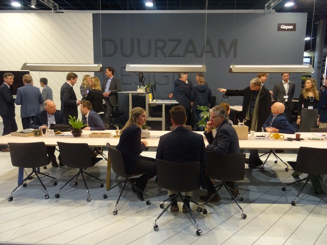 Business workshop with participants around a table